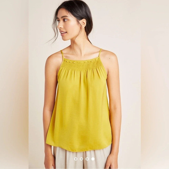 SATURDAY SUNDAY Anthropologie Maurecia Smocked Tank Goldenrod Adjustable Strap S - Picture 11 of 12